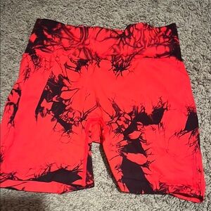 Women's Red and Black Patterned Shorts